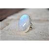 Sottile Luna Gemma 925 Argento Sterling Artigianale Anello Tutte le Misure