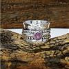 Valentine's Regalo Rosa Kunzite Gemma 925 Argento Sterling Mano Spinner Anello