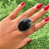 Bello Onice Nera Gemma 925 Argento Sterling Mano Anello Tutti Misura AC-155