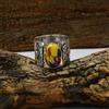Handmade Terrific Mosaico Diaspro Gemma 925 Argento Sterling Handmade Fedina Tutti Misura