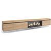 Skraut Home | Mobile TV Soggiorno | Ampio spazio a disposizione | 317x45x35 cm | Camino elettrico XXL | Sospeso, da appendere | Stile moderno | Rovere