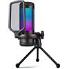 TONOR Gaming Microfono USB, Mic a Condensatore Cardioide con Modi RGB e Luminosità Regolabili, Mute Rapido, Controllo del Guadagno, per Streaming, Podcasting, Registrazione, TC310