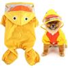 SMALLLEE_LUCKY_STORE - Giacca impermeabile per cani di piccola taglia con guinzaglio con cappuccio e anello a D per cuccioli, giacca da pioggia a 4 gambe, leggera impermeabile, taglia XS, Giallo