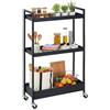Relaxdays Carrello salvaspazio con 3 Ripiani in Metallo Nero, Ruote, 85 x 20 x 50 cm, Bagno e Cucina