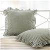 K MASANIJI Confezione da 2 federe per cuscini in 100% cotone a quadretti, 66 x 66 cm, 100% cotone, a quadretti, per letto/divano (66 x 66 cm, verde salvia/bianco a quadri)