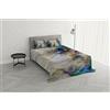 Italian Bed Linen Parure Letto Matrimoniale KIOSA, 100% microfibra made in Italy - Set lenzuolo sopra 250x280 cm + 2 Federe 50x80 cm con patella interna - Stampa Digitale - KIO622