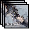 Fxojyvo Set di 3 cornici da 35,5 x 35,5 cm, colore nero, per foto quadrate da 35,5 x 35,5 cm, leggere e altamente trasparenti, 35,5 x 35,5 cm, confezione da 3 pezzi, colore nero, 35 x 35 cm
