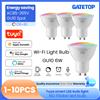 NONE 1-10PCS Tuya WiFi GU10 Faretto LED Lampadina intelligente Dimmerabile 1-100% Lampade Smart Life App Controllo Funziona con Alexa Google