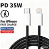 NONE Cavo di ricarica rapida intrecciato 35W da 1 m 2 mPD per iPhone 13 14 Pro Max 11 12 mini X XR XS Max 7 8 Plus Cavi dati USB-C a ricarica rapida
