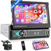 Motorsi Autoradio Motorsi 1 Din con A-pple Carplay e Android Auto, Autoradio Stereo Touchscreen Retrattile da 7'' con Vivavoce Bluetooth/DAB/radio FM/SWC/Mirror Link/USB + Telecamera Posteriore