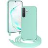 FERLAN Cover compatibile con Samsung Galaxy Note 10 Plus,Custodia con Laccio Collana Tracolla Collo Liquido Silicone Antiurto TPU Antiurto AntiGraffio Protettiva Case,Verde menta