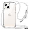 JETech Cover a Tracolla per iPhone 14 6,1 Pollici con Cinghia Cordino Regolabile, Trasparente Anti Ingiallimento Antiurto Protettiva Cellulare Custodia con Cordoncino il Collo (Galassia)