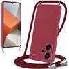 Knrlqim Cover per Xiaomi Redmi Note 13 Pro Plus / 13 Pro+ 5G con Cordino Custodia con Laccio Collana Tracolla Collo Corda Regolabile Liquido Silicone Antiurto AntiGraffio Protettiva Case,Vino Rosso