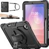 SEYMAC stock Custodia per Samsung Galaxy Tab S11 11'' 2025, Custodia Antiurto con Proteggi Schermo/Porta Penna/Cinturino da Polso Girevole 360 e Supporto, Nero