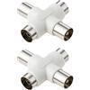 Yinettech - Distributore per antenna a 4 vie, da maschio 9,5 mm a femmina 9,5 mm, 35 x 39,9 mm, 2 pezzi
