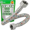 ONIX TECH Tubo Corazzato 30 cm Femmina 3/8" x Femmina 3/8" DN8 DE13 - Tubo Flessibile Realizzato in Acciaio Inox Temperatura max 70°C Pressione di Esercizio 10 bar - Garanzia di 5 Anni - ONIX TECH