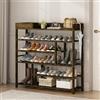 Mafalion Scarpiera in bambù per armadio Organizer per scarpe a 6 ripiani Scaffale alto per scarpe da ingresso con contenitore in legno Tè rustico