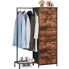 Somdot Cassettiera per Camera da Letto in Tessuto con Asta Portabiti 3 in 1, Mobiletto Salvaspazio con Ripiano per Scarpe, 30P x 79l x 114,5H (5 Cassetti), Effetto grano di legno