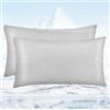 Avoalre Federa Cuscino Refrigerante, Q-Max > 0,5 ARC-Chill 3.0 con Cerniera Nascosta Design Reversibile, Traspirante, Ipoallergenico, Protegge i Capelli, Antistatico, 2 Pezzi, 40 x 80 cm, Grigio