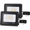 FUPE Faretto LED Esterno 20W,Lampada da Esterno 2000Lumen,Super Illuminoso Nero Faretti Led,Potenti Faro a Esterni IP65 Impermeabile Per tetto giardino cortile cancello garage(2 Pezzi 3000K Luce Freddo)