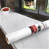 Decotalk Carta Adesiva Per Mobili Effetto Marmo Bianco 40X300cm Pellicola Adesiva Per Mobili Carta Da Parati Bianco Rivestimento Adesivo PVC Rivestimento per Cucina Muro Mobile Armadi Impermeabile