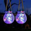 ZVO 2 Pezzi Lanterne Solari Esterno, ZVO Lampada Solare di Vetro con 30 LED, Luci Solari Illuminante IP65 Impermeabile Sospensione per Luminose Giardino Feste Matrimoni Natale Decorazioni(multicolore)