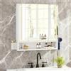 YITAHOME Armadietto a specchio da bagno con illuminazione a 3 ante, a LED, per il bagno, da appendere, 70 W x 15 D x 75 cm, bianco