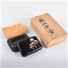 Contenitore di incenso quadrato modello pino smaltato nero Ogata Kenzan con s...