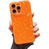 FABSPARK Custodia per iPhone 15 Plus, super carina e vivace con glitter al neon, luccicante e lucida, antiurto, sottile, custodia protettiva per fotocamera per iPhone 15 Plus da 6,7 pollici, arancione
