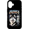 Animal Rock & Roll Graphic Concert Punk Custodia per iPhone 16 Husky Heavy Metal Rock Dog Angry Music Band Festival