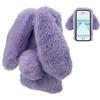 LCHDA Protettiva Cover per iPhone 6/iPhone 6S TPU Morbido Peluche Artificiale Coniglietto con Orecchie Coda Soffici Villi Pelliccia Peloso Astuccio Carino Palla Inverno Custodia-Viola