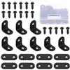 Swpeet Kit di 86 staffe angolari in ferro nero e acciaio inossidabile, staffe angolari a L in acciaio inox e staffe piatte dritte in ferro, staffe di supporto per mensole, piastra di giunzione con