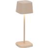 Zafferano, Lampada Ofelia Micro, Lampada da Tavolo Ricaricabile e Senza Fili con Controllo Touch, Adatta per Salotto ed Esterni, Dimmer, 2200-3000 K, Altezza 20 cm, Colore Sabbia