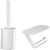 hansgrohe WallStoris - Set da toilette, set di accessori per il bagno senza forare, 2 pezzi, porta carta igienica, scopino bagno, accessori bagno senza forare, bianco opaco, 27969700
