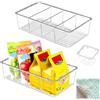 CECOMBINE Set di 3 organizer per frigorifero con 4 scomparti, da cucina, impilabile, con straccio per bustine di tè, snack, spezie