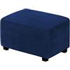 Meigeh Copri Pouf Rettangolare Elasticizzato Copri Poggiapiedi Telo Copertura per pouf Poggiapiedi Copripouf Velluto Marina Militare