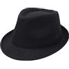 Bamboopack Cappello unisex classico Manhattan strutturato Trilby Fedora Cappello Panama Derby Hat (nero), nero, L