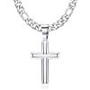 KRFY Ciondolo Croce in Argento 925 Con Catena Figaro in Acciaio Inossidabile - Collana Con Taglio a Diamante Delicata per Uomo Donna