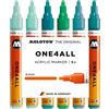 Molotow One4All 227HS - Set di 6 pennarelli acrilici Tropical (4,0 mm di spessore, altamente coprenti e permanenti, ad asciugatura rapida, ricaricabili, per quasi tutte le superficie), colori