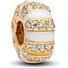 PANDORA Moments 763785C01 Breloque à clip en argent sterling plaqué or 14 carats avec zircones Compatible avec les bracelets Moments, 9,2x9,2x4,7 mm, Argent sterling, Zircone cubique