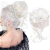 Shangxiu chignon capelli finti bianco,Riccio Ondulato chignon riccio per capelli Estensioni dei Capelli Sintetici per Donne (bianco)