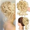 Shangxiu Chignon Capelli Finti con Elastico per Capelli,Riccio Ondulato Capelli Naturale Chignon Coda di Cavallo Capelli Estensioni dei Capelli Sintetici per Donne (22H613 Ash Blonde Mix biondo scuro)