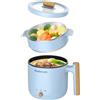 Audecook Hot Pot elettrico con vapore, mini fornello portatile da 1,8 l, padella elettrica multifunzionale antiaderente, per friggere e stufare a vapore, perfetto per