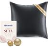 DREAMZIE Federa Sera Cuscino, Federa Seta Ipoallergenica, 19 Momme, 100% Seta, Con Cerniera Nascosta, Certificata OEKO-TEX (Grigio Scuro, 60x60cm)