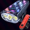victagen 8000 Lumen Luci della bici per l'equitazione notturna, 3 LED Super Bright Luce della bicicletta con fascio abbagliante e luce abbagliante, TypeC Bike Faro Ricaricabile, Fanali posteriori gratuiti