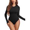 Avidlove Body elegante a maniche lunghe da donna top scollato e basic camicia elasticizzata a maniche lunghe outfit basic slim fit top alla moda per uscire Crema S