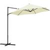 Outsunny Ombrellone da Giardino 2.6x2.6 m con Rotazione a 360°, Ombrellone Decentrato a Braccio con Base a Croce e Presa d'Aria in Acciaio e Poliestere 180 g/㎡, per Terrazzo e Cortile, Beige