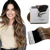 RUNATURE Extension Biadesive Capelli Veri 30cm 20pcs 30g Balayage Nero Ombre Marrone Extension Invisibile #1B/4/27