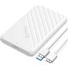 ORICO Case HDD 2.5 SATA USB 3.0, Case Hard Disk per SSD 9.5mm e 7mm, Supporto UASP e TRIM,Nessuno Strumento Richiesto(Bianco 25PW1-U3)