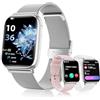 SLOKSFil Smartwatch Donna con Chiamate Bluetooth, 1.83" Fitness Orologio Smartwatch 3 Cinturini Frequenza Cardiaca SpO2 Pressione Sanguigna IP68 Impermeabile Sonno 120+ Modalità Sportive (Argento)